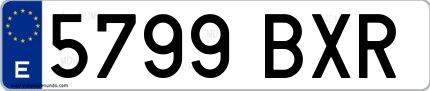 Ejemplo de matrícula española 5799 BXR