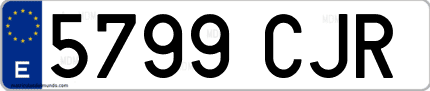 Ejemplo de matrícula de coche ordinaria 5799 CJR
