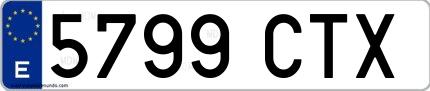 Ejemplo de matrícula española 5799 CTX