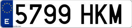 Ejemplo de matrícula de coche ordinaria 5799 HKM