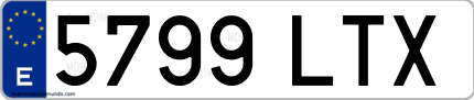 Ejemplo de matrícula de coche ordinaria 5799 LTX