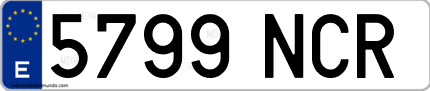 Ejemplo de matrícula de coche ordinaria 5799 NCR