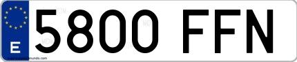 Ejemplo de matrícula española 5800 FFN