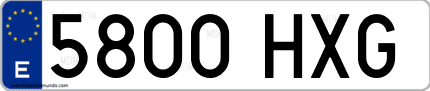 Ejemplo de matrícula de coche ordinaria 5800 HXG