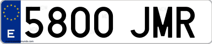Ejemplo de matrícula de coche ordinaria 5800 JMR