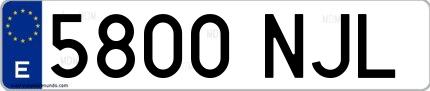 Ejemplo de matrícula española 5800 NJL