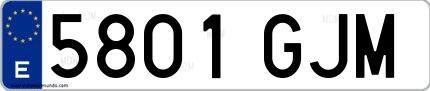 Ejemplo de matrícula española 5801 GJM