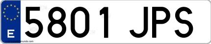 Ejemplo de matrícula española 5801 JPS