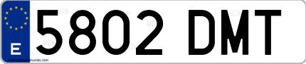 Ejemplo de matrícula de coche ordinaria 5802 DMT