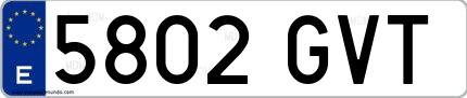 Ejemplo de matrícula española 5802 GVT