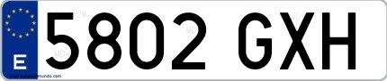Ejemplo de matrícula de coche ordinaria 5802 GXH
