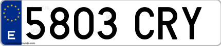Ejemplo de matrícula de coche ordinaria 5803 CRY