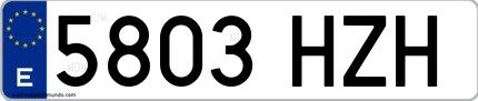 Ejemplo de matrícula española 5803 HZH