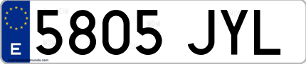 Ejemplo de matrícula de coche ordinaria 5805 JYL