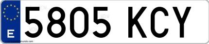 Ejemplo de matrícula española 5805 KCY