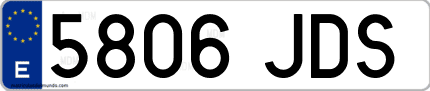 Ejemplo de matrícula de coche ordinaria 5806 JDS