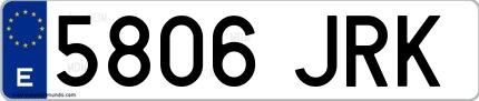 Ejemplo de matrícula española 5806 JRK