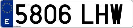 Ejemplo de matrícula española 5806 LHW