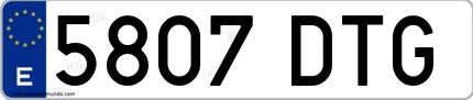 Ejemplo de matrícula española 5807 DTG