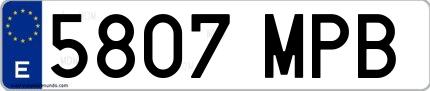 Ejemplo de matrícula de coche ordinaria 5807 MPB