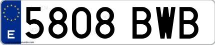 Ejemplo de matrícula española 5808 BWB