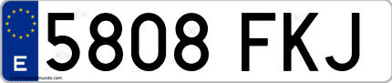 Ejemplo de matrícula de coche ordinaria 5808 FKJ