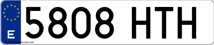 Ejemplo de matrícula de coche ordinaria 5808 HTH