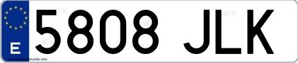 Ejemplo de matrícula española 5808 JLK