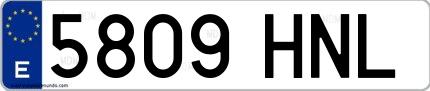 Ejemplo de matrícula española 5809 HNL