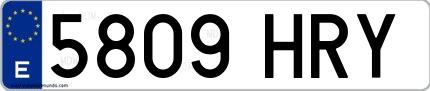 Ejemplo de matrícula española 5809 HRY