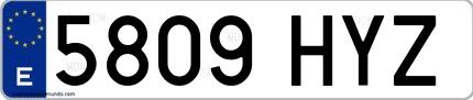 Ejemplo de matrícula española 5809 HYZ