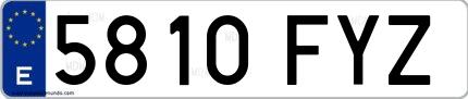 Ejemplo de matrícula española 5810 FYZ