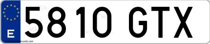 Ejemplo de matrícula española 5810 GTX