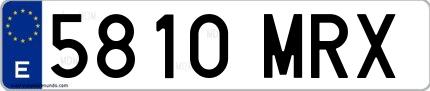 Ejemplo de matrícula española 5810 MRX