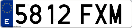 Ejemplo de matrícula de coche ordinaria 5812 FXM