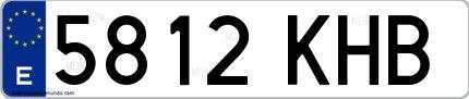 Ejemplo de matrícula española 5812 KHB