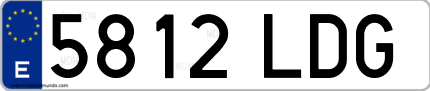 Ejemplo de matrícula de coche ordinaria 5812 LDG
