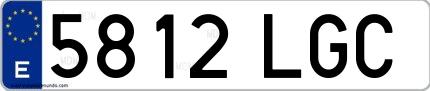 Ejemplo de matrícula española 5812 LGC