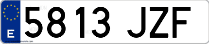Ejemplo de matrícula de coche ordinaria 5813 JZF