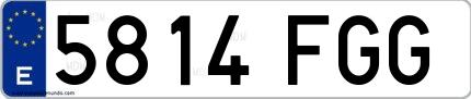 Ejemplo de matrícula española 5814 FGG