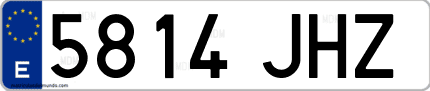 Ejemplo de matrícula de coche ordinaria 5814 JHZ