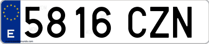 Ejemplo de matrícula de coche ordinaria 5816 CZN