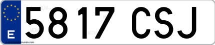 Ejemplo de matrícula de coche ordinaria 5817 CSJ