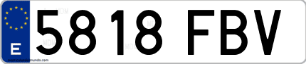 Ejemplo de matrícula de coche ordinaria 5818 FBV