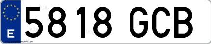 Ejemplo de matrícula española 5818 GCB