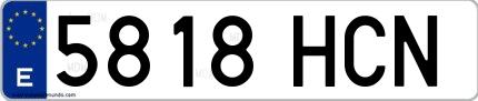 Ejemplo de matrícula española 5818 HCN