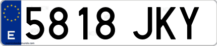 Ejemplo de matrícula de coche ordinaria 5818 JKY
