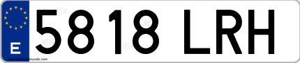 Ejemplo de matrícula de coche ordinaria 5818 LRH
