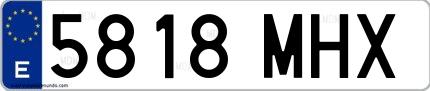 Ejemplo de matrícula española 5818 MHX