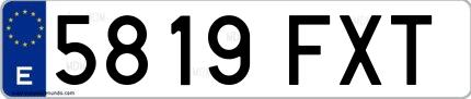 Ejemplo de matrícula española 5819 FXT
